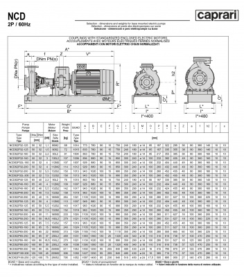 Одноступенчатые горизонтальные центробежные насосы Caprari NCDS 2P50-125 3450