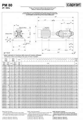 Горизонтальные многоступенчатые насосы высокого давления Caprari PM 80 1750