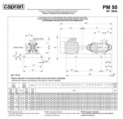 Горизонтальные многоступенчатые насосы высокого давления Caprari PM 50 2200