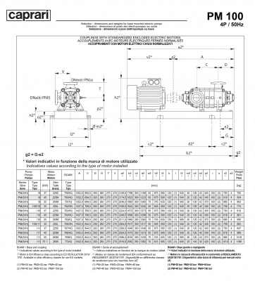 Горизонтальные многоступенчатые насосы высокого давления Caprari PM 100 1450