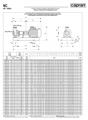 Одноступенчатые горизонтальные центробежные насосы Caprari NC 80-200 1450