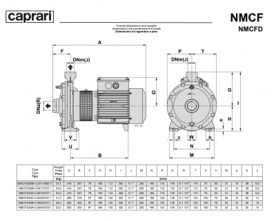 Поверхностные одноступенчатые консольно-моноблочные насосы Caprari NMCF 25