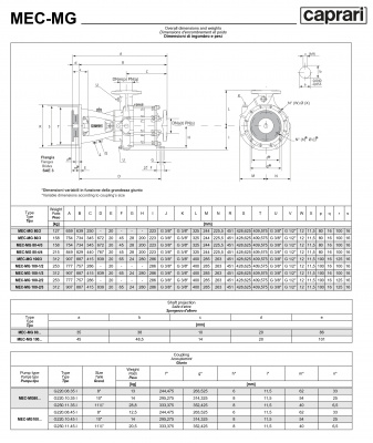 Фланцевый насос Caprari MEC-MG, MEC-AG, BHG 2900 для дизельного двигателя