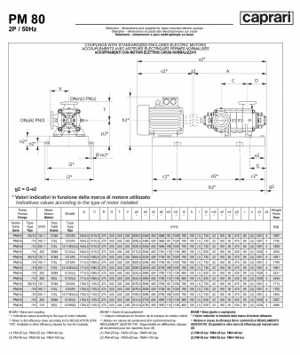 Горизонтальные многоступенчатые насосы высокого давления Caprari PM 80 1750