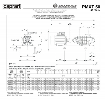 Горизонтальные секционные насосы высокого давления Caprari PMXT 50 1750 из нержавеющей стали